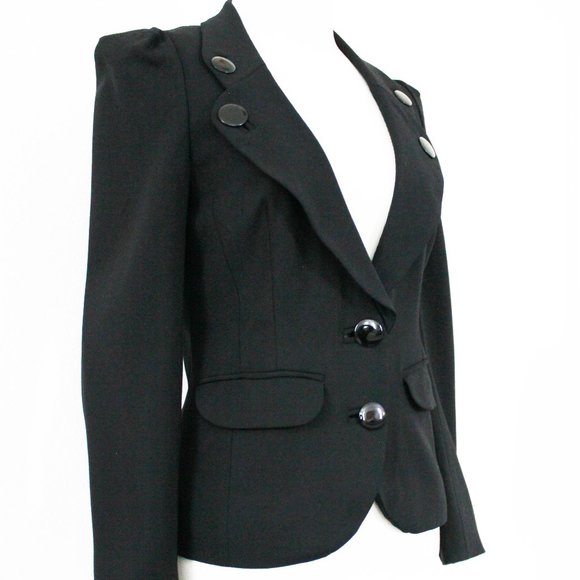 French Connection Navy Wool Vintage Blazer Suit Jacket, Size 4 Fits Like XS or 2 - Picture 9 of 10